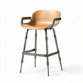 Wooden bar stool with metal frame and armrests 45 x 45 x 100cm