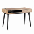 Wooden desk with storage drawer and black metal legs 120 x 60 x 75cm