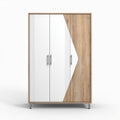 Modern wooden wardrobe with white and wood finish 180 x 90 x 50cm